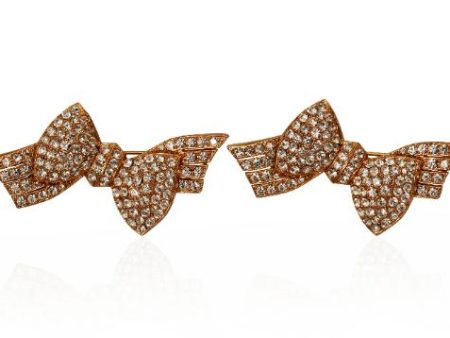 1980s Gold Diamante Bow Brooch Set of 2 Hot on Sale