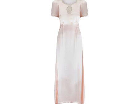 1930s Pink Satin and Lace Tie Back Slip Dress Online