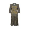 1970s Janice Wainwright Grey and Gold Flapper Style Dress Hot on Sale