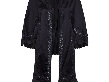 1880s Victorian Silk and Sequin Mourning Mantle Jacket Online now