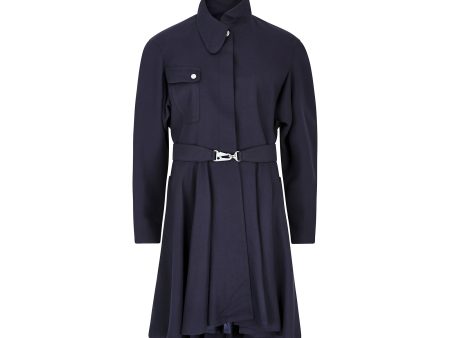 1990s Thierry Mugler Navy Wool Coat Dress with Belt Online now