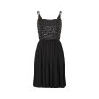 1960s Black Sequin Bodice and Georgette Dress For Sale