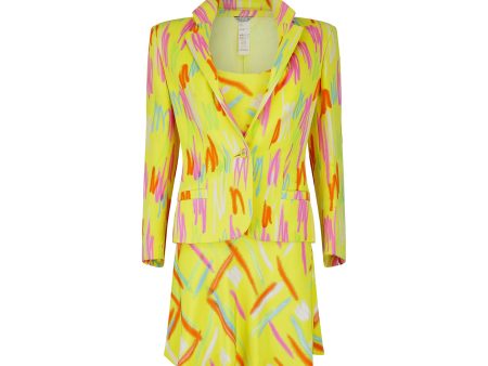 1996 Gianni Versace Couture Neon Dress Suit Supply