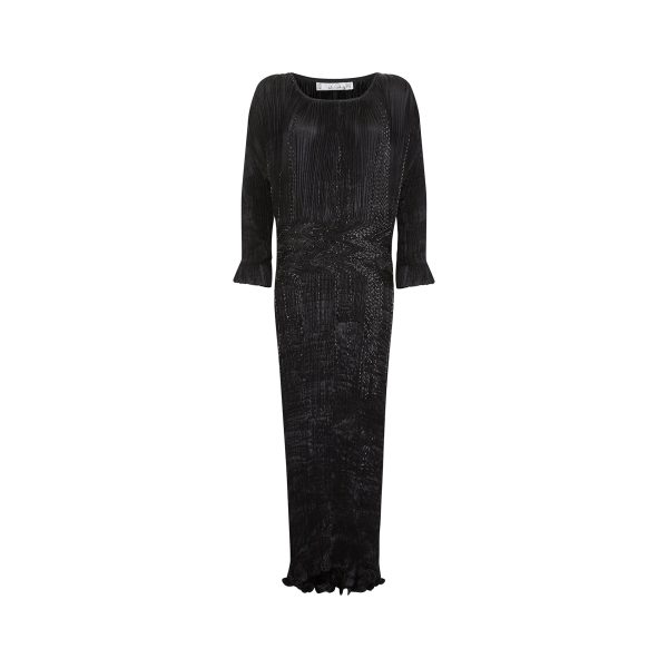 1990s Patricia Lester Fortuny Pleated and Beaded Dress on Sale