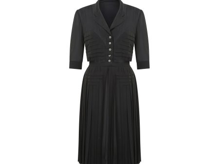 1940s Haute Couture Black Silk Dress Online