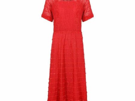 1970s French Crochet and Chenille Red Knit Dress Sale