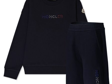 Kids Moncler Navy Logo Set on Sale