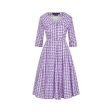 1950s Sambo Fashions Purple and White Silk Shirtwaister Dress Supply