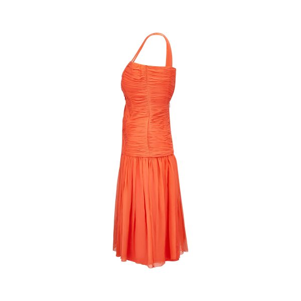 1980s Louis Feraud Orange Silk Crepe Dress For Discount