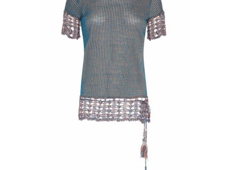 1920s Knitted Blue Check Top For Discount