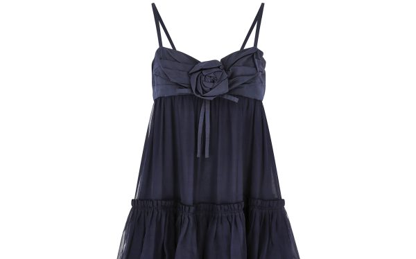 2008 Christian Dior Navy Silk Chiffon Babydoll Dress For Sale