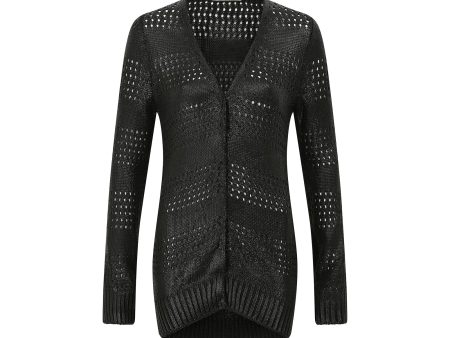 2010 Balenciaga Textured Black Knit Long Cardigan Online Sale