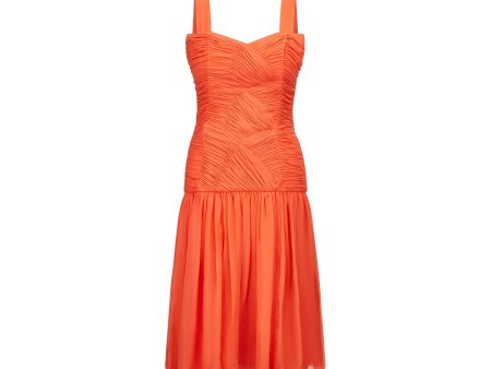 1980s Louis Feraud Orange Silk Crepe Dress For Discount