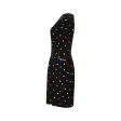 1980s Caroline Charles Silk Velvet Polka Dot Dress Online now