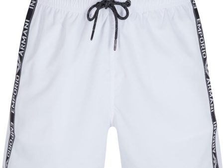 Emporio Armani White Tape Swimshorts on Sale