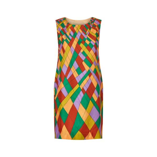 1960s Novelty Stained Glass Window Shift Dress Online now