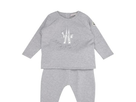 Infant Moncler Grey Logo Tracksuit For Sale