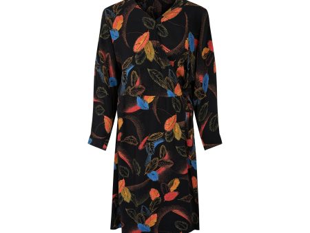 1940s Feather Print Rayon Wrap Dress Online Hot Sale