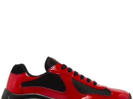 Prada Americas Cup Black & Red Trainers Hot on Sale