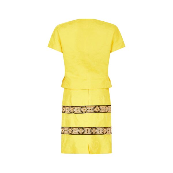 1990s Gianni Versace Couture Yellow Baroque Skirt Suit Supply