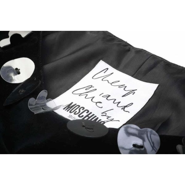 1990s Moschino Black Velvet Dress With Novelty Vinyl Appliques Online Sale