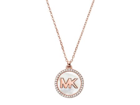 Michael Kors Rose Gold Plated Mother Of Pearl Logo Pendant Supply