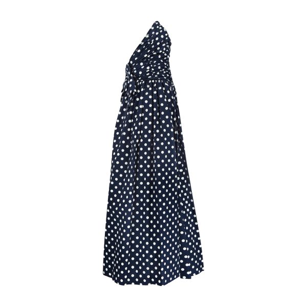 1990s Laura Ashley Navy Polka Dot Strapless Dress Online Hot Sale