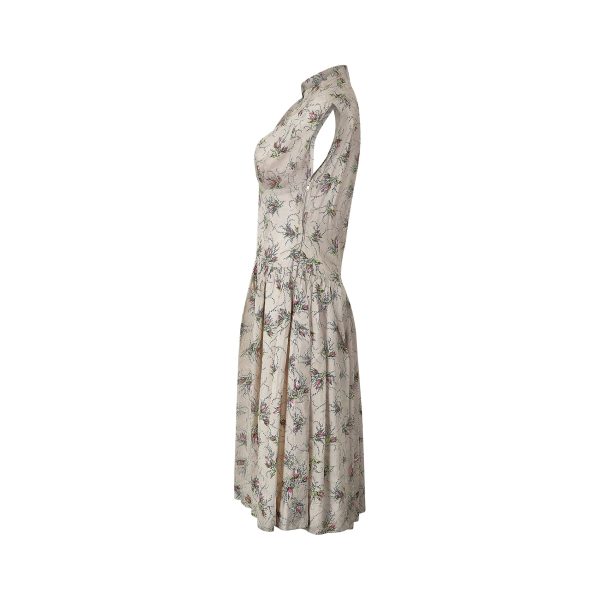 1950s Victor Josselyn Silk Floral Rose Spray Print Dress Online Hot Sale