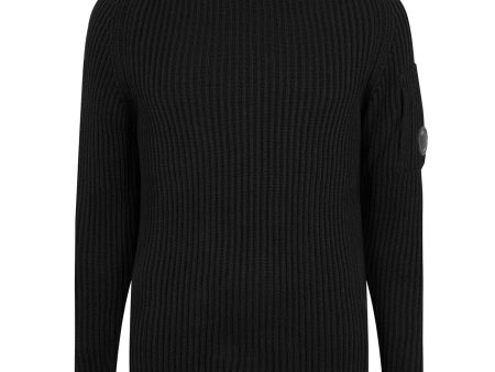 CP Company Black Merino Wool Lens Knit Hot on Sale