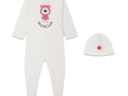 Infant Moncler Bear Babygrow & Hat Set Hot on Sale