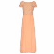 1960’s Peach Crepe Full Length Couture Dress with Beaded Bodice Cheap