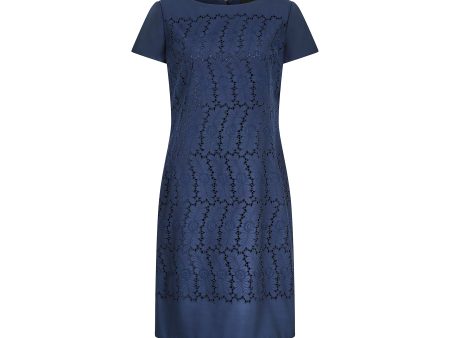 1960s Dellwood Navy Floral Cutout Dress Online Hot Sale