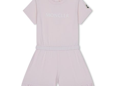 Infants Moncler Pink Logo Romper For Sale