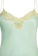 1980s Jenny Dobell Seafoam Green and Lace Slip Dress Cheap