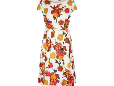 1950s Abstract Floral Print Cotton Dress For Discount