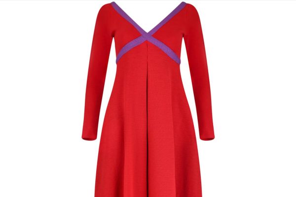 1969 Rudi Gernreich Red and Purple Wool Maxi Dress Online now