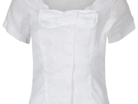 1950s Christian Dior White Cotton Blouse For Discount