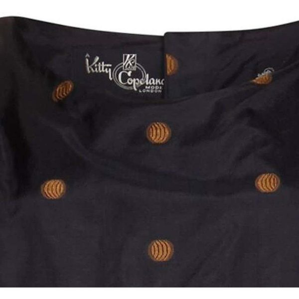 Kitty Copeland 1950s Black Taffeta Silk Polkadot Dress Online now