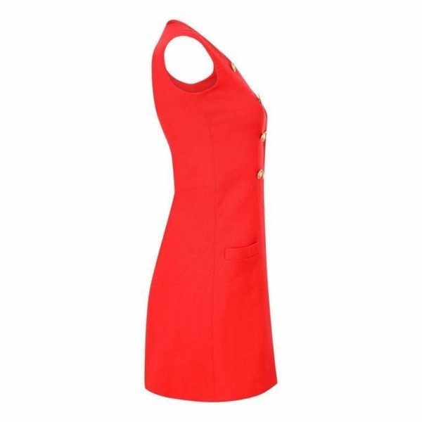 ARCHIVE - 1970s Ted Lapidus Haute Couture Red Pinafore Dress Hot on Sale