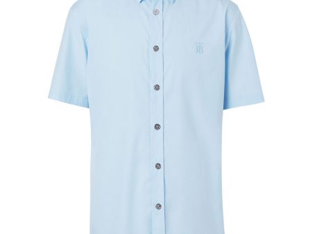 Burberry Sky Blue Embroidered TB Shirt Online Sale