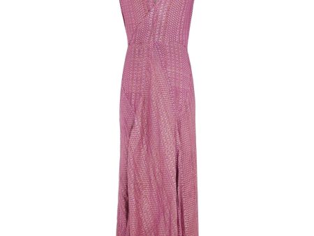 1920s Pink Full Length Lamé Flapper Dress Supply