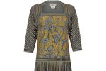 1970s Janice Wainwright Grey and Gold Flapper Style Dress Hot on Sale