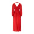 1980s Frank Usher Red Maxi Dress with Ruched Bodice Online Hot Sale