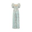 1990s Bespoke Embellished Lace and Crystal Turquoise Dress on Sale