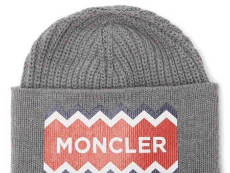 Moncler Logo Print Wool Beanie Hot on Sale