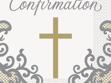 Fancy Gold Cross Confirmation Luncheon Napkins, 16ct Cheap