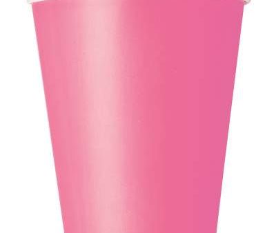 Hot Pink Solid 9oz Paper Cups 8ct Supply