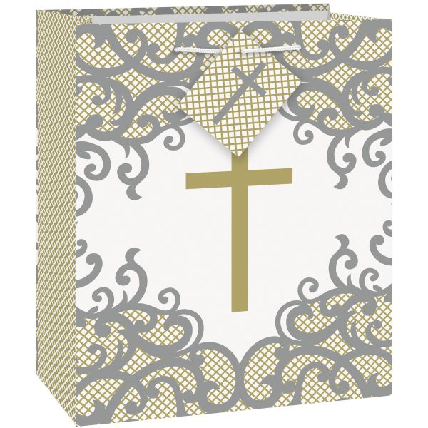 Fancy Gold Cross Medium Gift Bag Online now