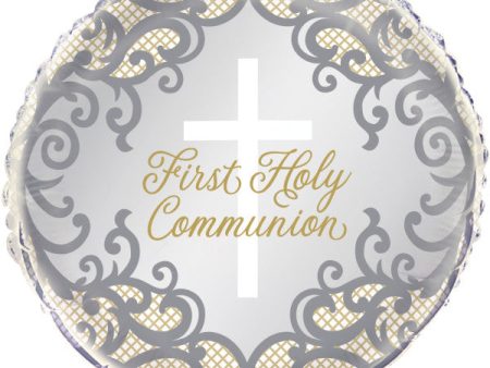 Fancy Gold Cross First Holy Communion Foil Balloon 18  - Bulk Sale