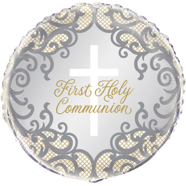 Fancy Gold Cross First Holy Communion Foil Balloon 18  - Bulk Sale